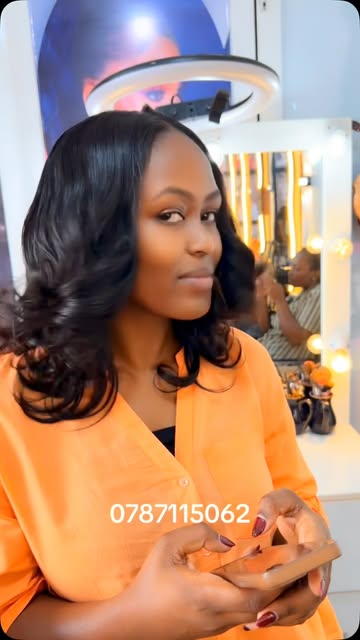 Glossy shoulder-length waves with curled ends